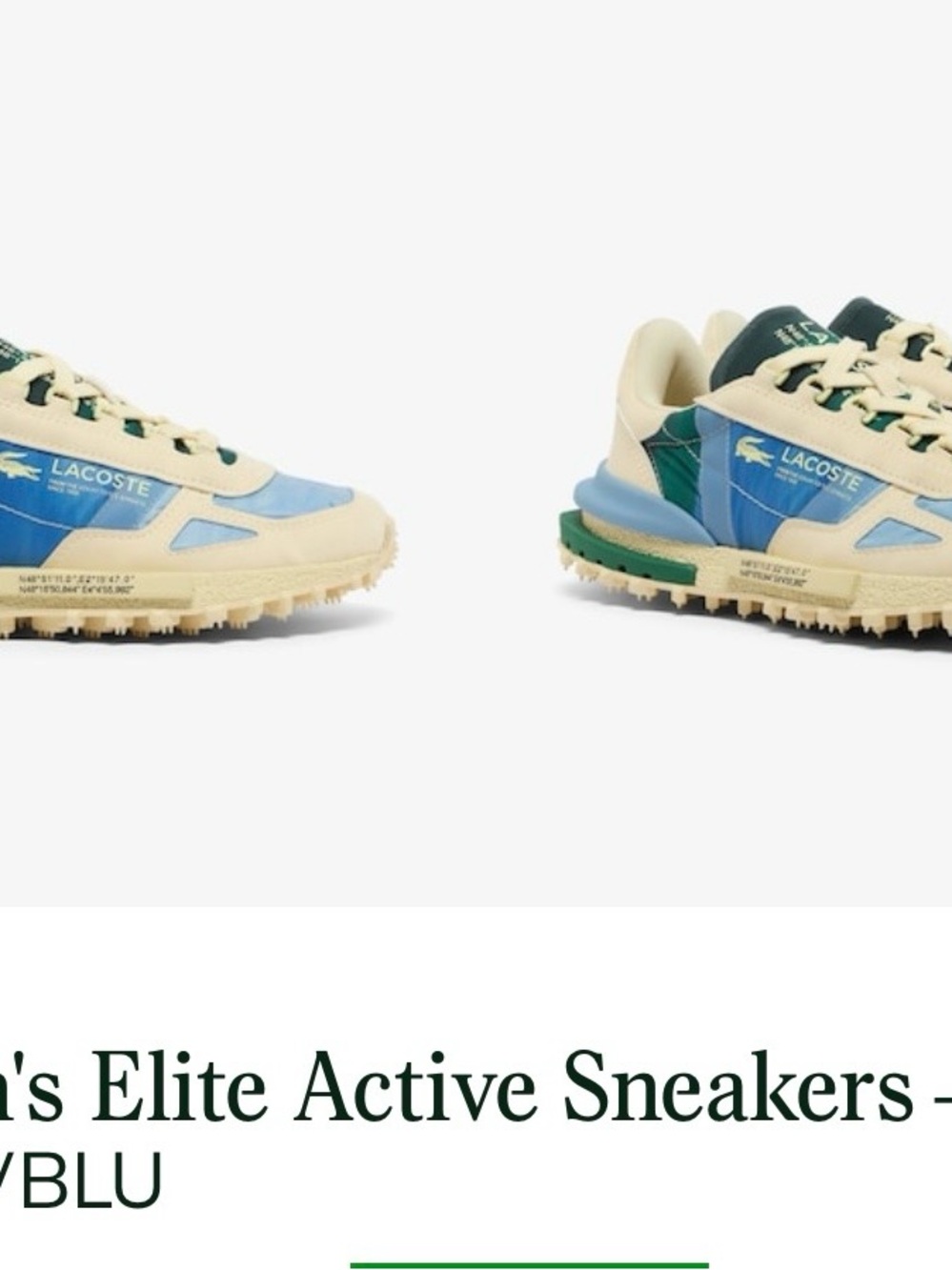 Lacoste Womens Retro Runner Sneakers - Cream, Blue & Green